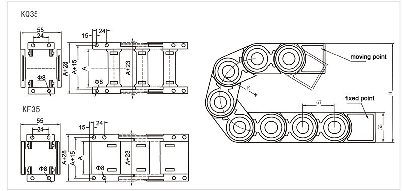 KQ35 / KF35 economy cable drag chain