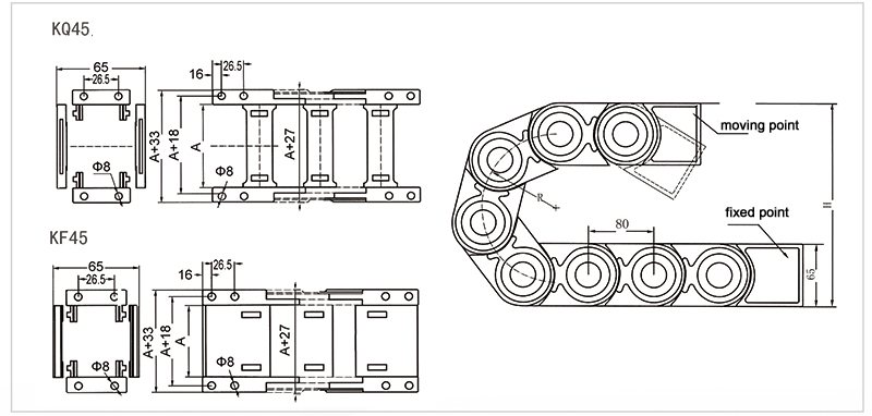 KQ45 / KF45 economy cable drag chain