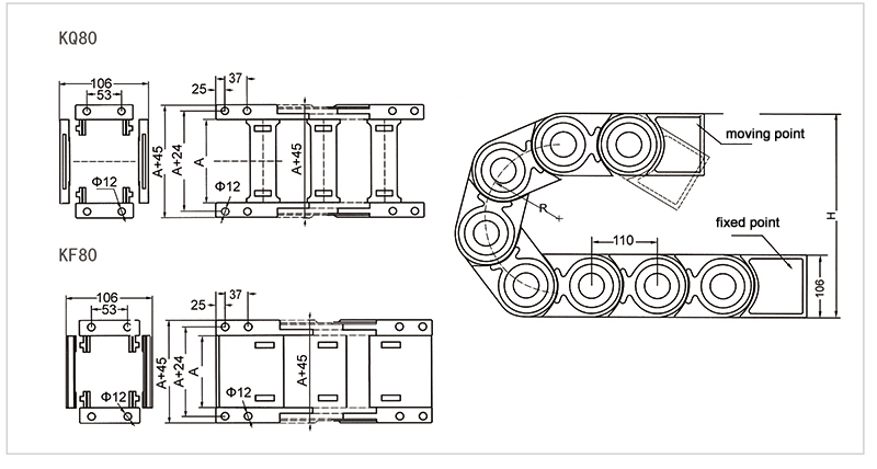 KF80 economy cable drag chain