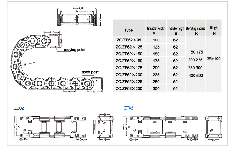 ZQ62 / ZF62 bearing heavy drag chain