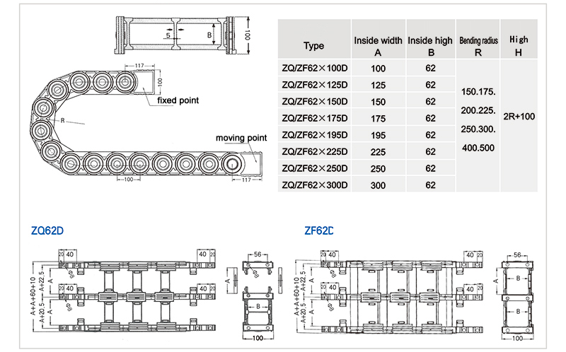 Drag chain ZQ62D/ZF62D row type