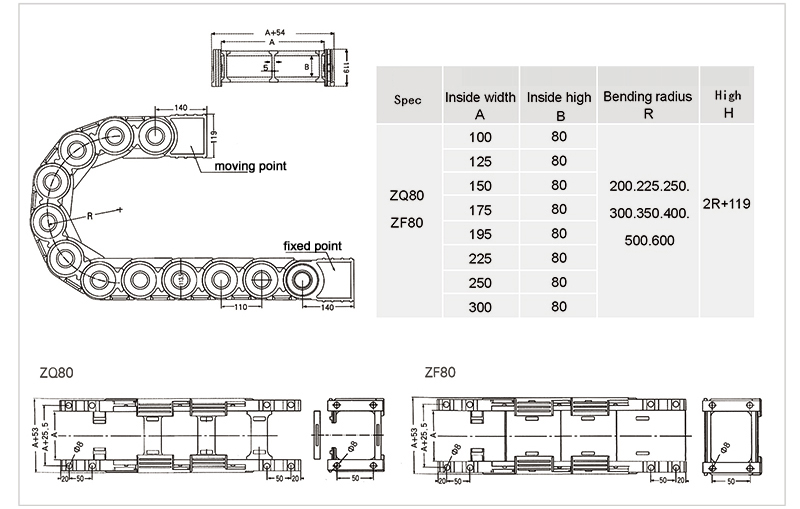 ZQ80/ZF80 bearing heavy drag chain