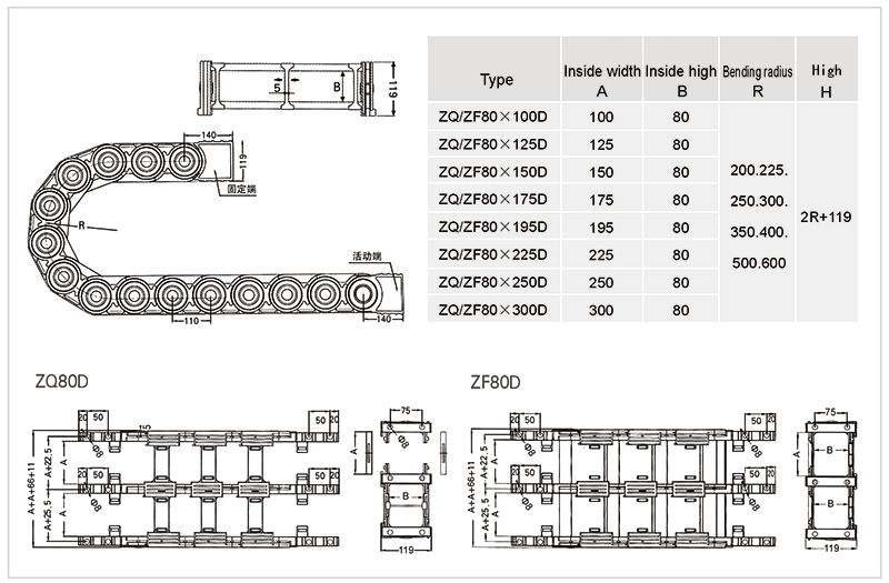 ZQ80/ZF80 bearing heavy drag chain