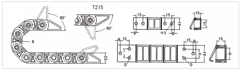 TZ15 series engineering plastic drag chain