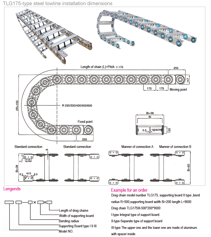 Steel drag chains TLG type