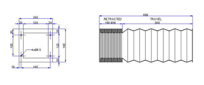 Square Flexible Fabric Bellow Cover